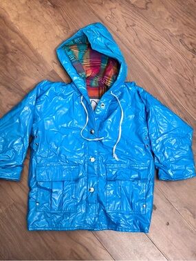 Kids Bright Blue lined Raincoat